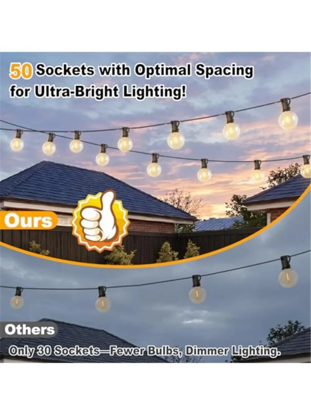 Outdoor G40 Globe String Lights 100ft Vintage Waterproof Dimmable Connectable